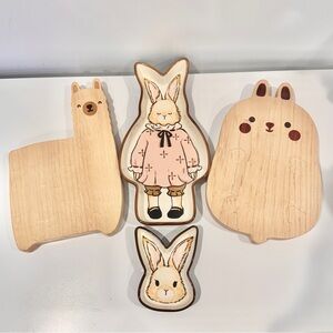 Cute Bunny Alpaca Wooden Cutting Boards and Bunny Plates